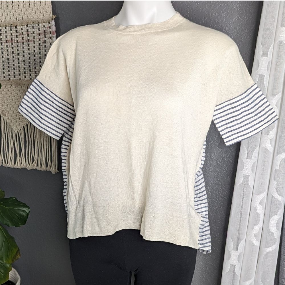 J. Crew XXS Sweater Mixed Martial Cream and Striped